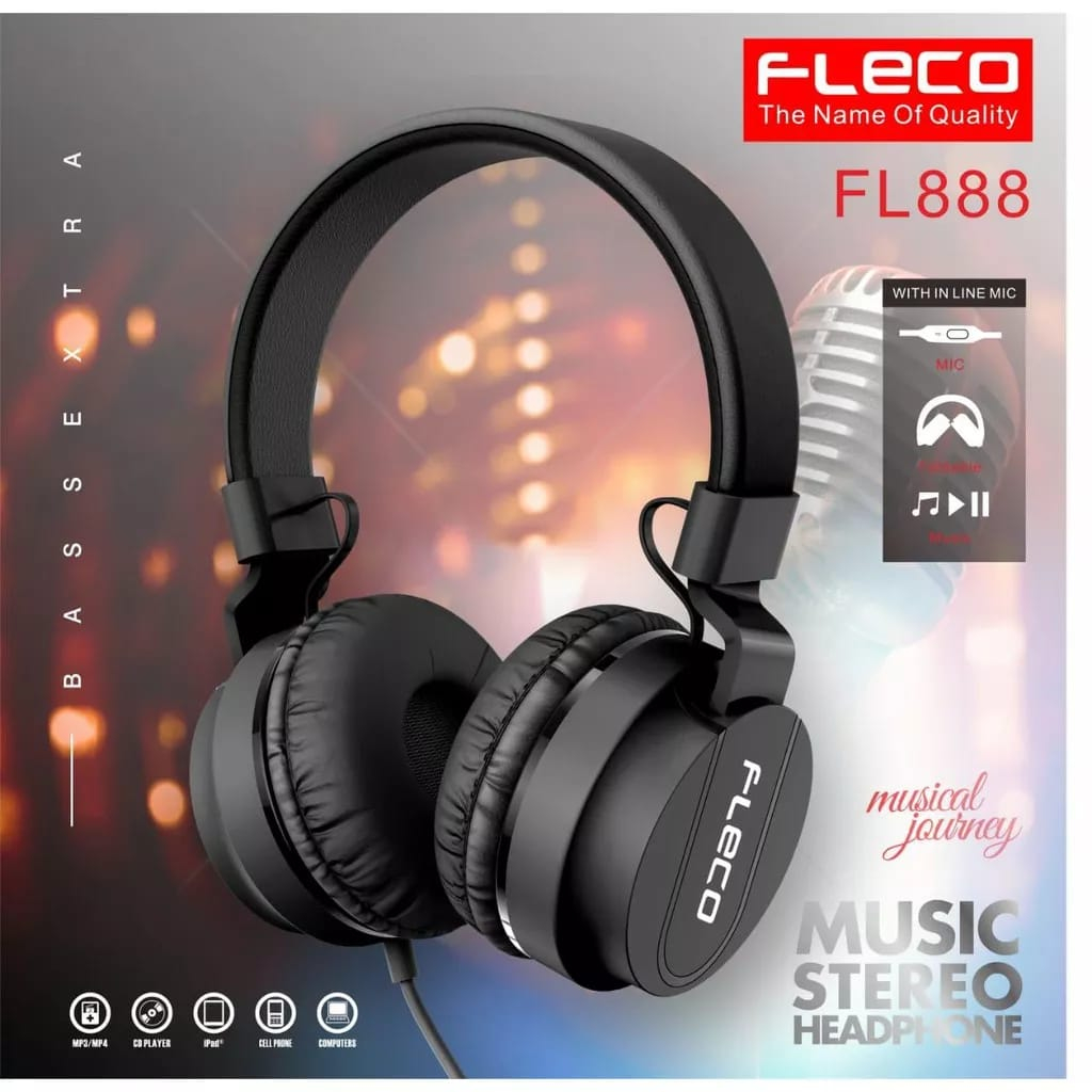 Headset Gaming Headphone Extra Bass Handsfree Bando TERMURAH TERBAIK FL-888 FLECO