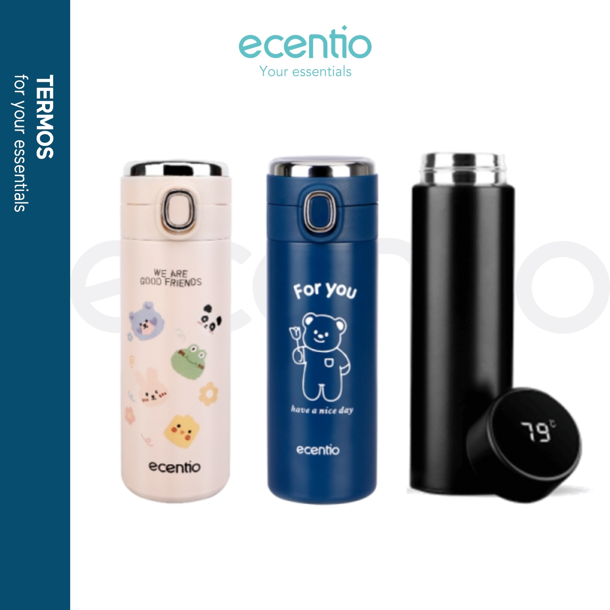 ECENTIO TERMOS AIR MINUM LED HOT & COOL 500ML/ 400ML SUHU THERMOS TUMBLER STAINLESS STEEL BOTOL