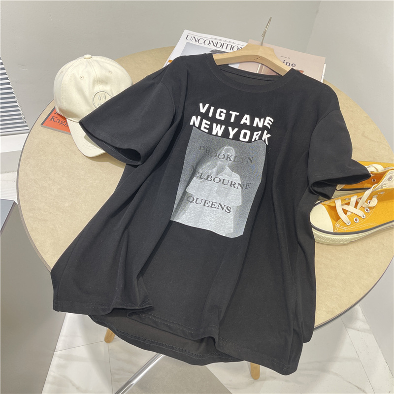 BV.ID BJ1164 Baju Atasan Wanita Oversize Lengan Pendek Kaos Motif Vintage Newyork Fashion korean