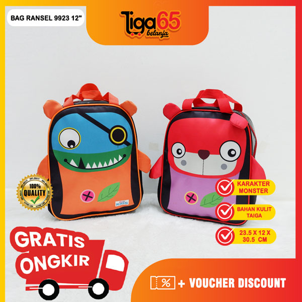 365 Backpack Fashion Tas Ransel Bahan Kulit Sintetis Halus Printing Warna / BAG RANSEL 9923 12&quot;