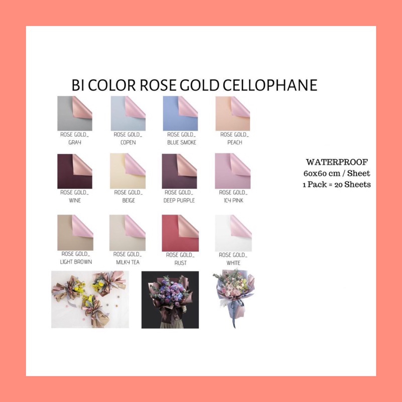 

KERTAS BUNGA CELLOPHANE KERTAS BUNGA FLOWER WRAPING ROSE GOLD BICOLOR