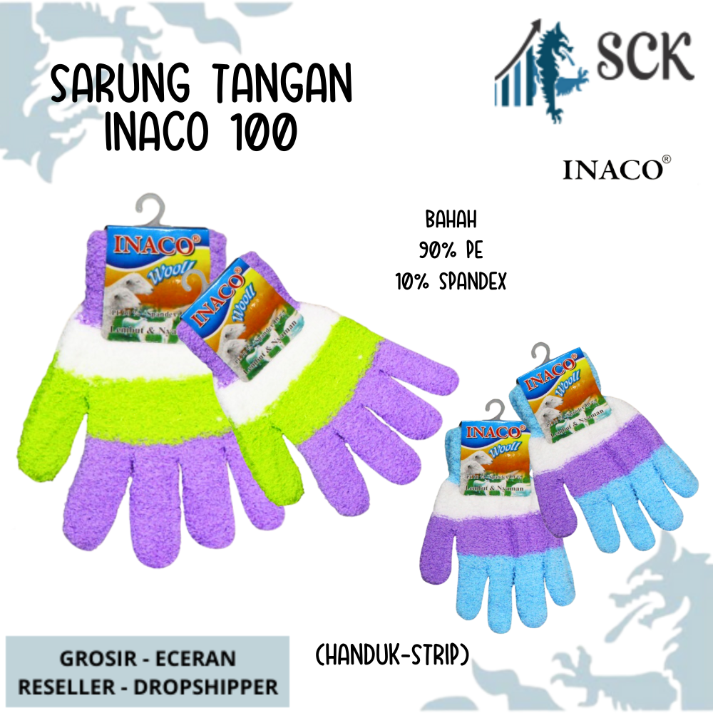 Sarung Tangan INACO 100 Polos SALUR / Sarung Tangan Perempuan Dewasa Wanita / Perlengkapan Otomotif - sckmenwear GROSIR