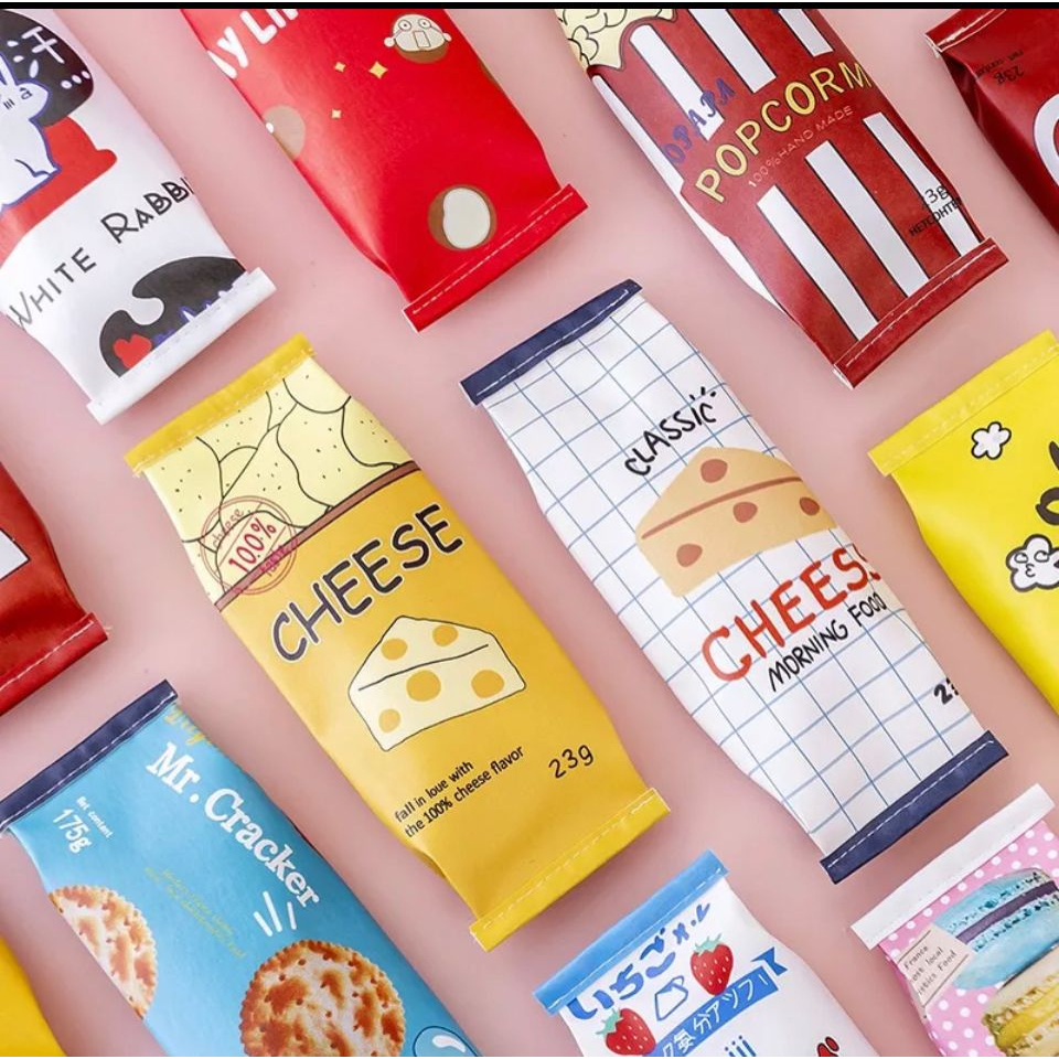 JM Tempat Pensil Fashion Japanese / Tas Pensil Anak Unik / Kotak Pensil Jepang Lucu Kotak Pensil Anak Motif Snack