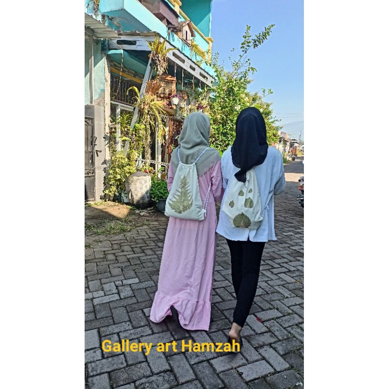 Tas ecoprint 30x40tas serut,tas punggung,tas ransel