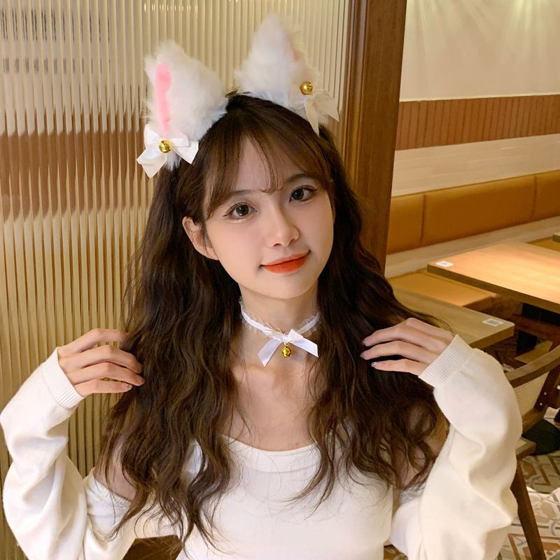 BD097 Bando telinga kucing lonceng bando nekomimi lampu bando cosplay telinga kucing bando korea