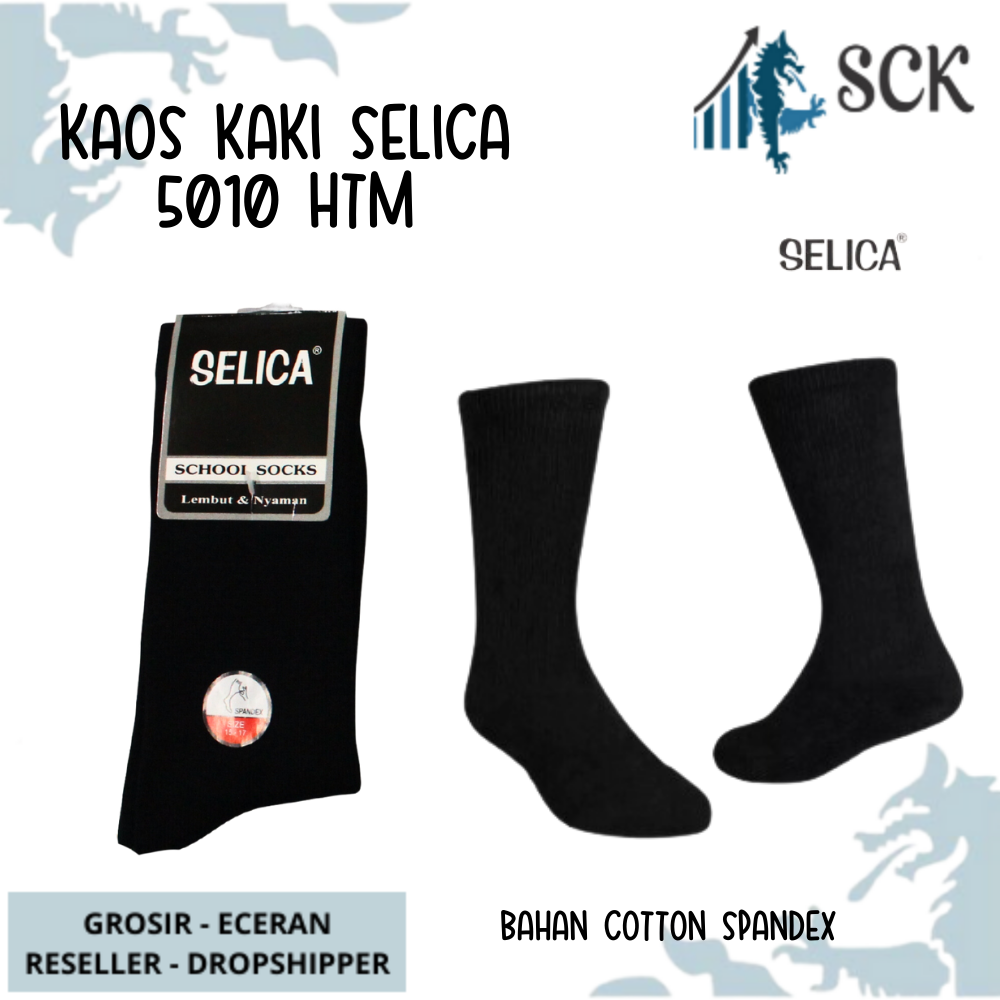 Kaos Kaki Sekolah Panjang SELICA 5010 HITAM 15-17 cm / Kaos Kaki TK SD 5010