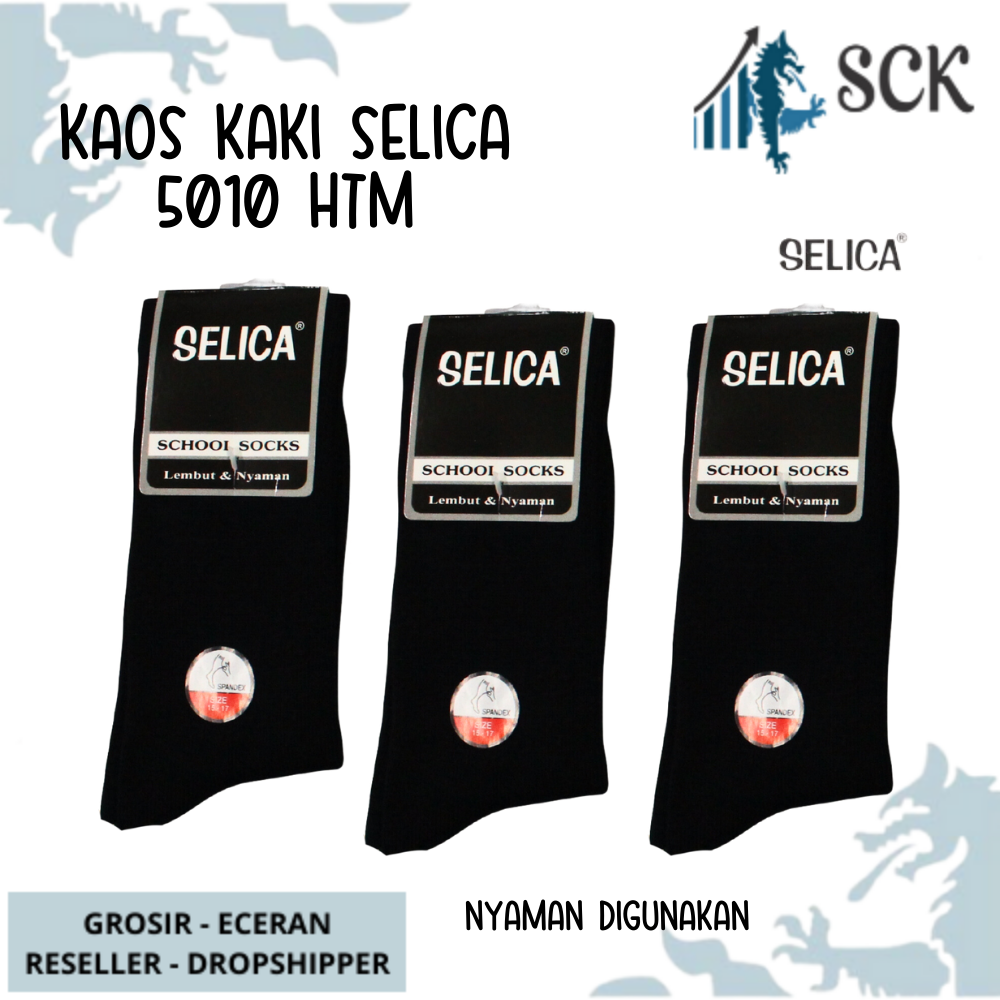 Kaos Kaki Sekolah Panjang SELICA 5010 HITAM 15-17 cm / Kaos Kaki TK SD 5010