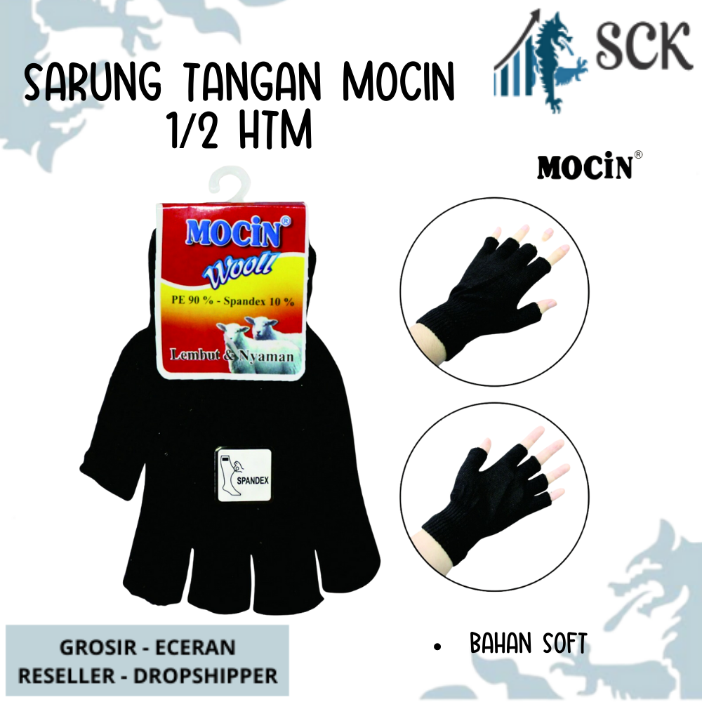 Sarung Tangan MOCIN 1/2 JARI Polos HITAM / Sarung Tangan Perempuan Dewasa Wanita / Perlengkapan Otomotif - sckmenwear GROSIR