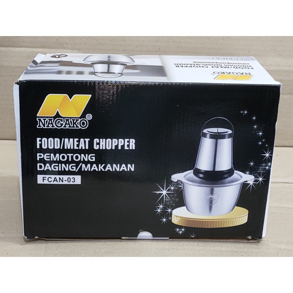 Nagako Chopper Blender Daging Bumbu Penggiling Elektrik Stainless 2 Liter ORI PROMO