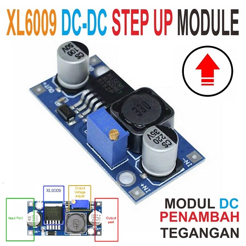 XL6009 DC-DC Adjustable Boost Step-up Power Supply Module 4A 6V Kit Modul Penaik Tegangan Step Up 12
