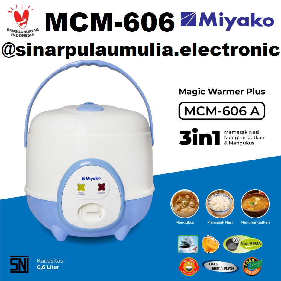 Miyako Rice Cooker Mini Magic Com Mini 0.6 Liter - MCM-606 A / MCM 606 / MCM606