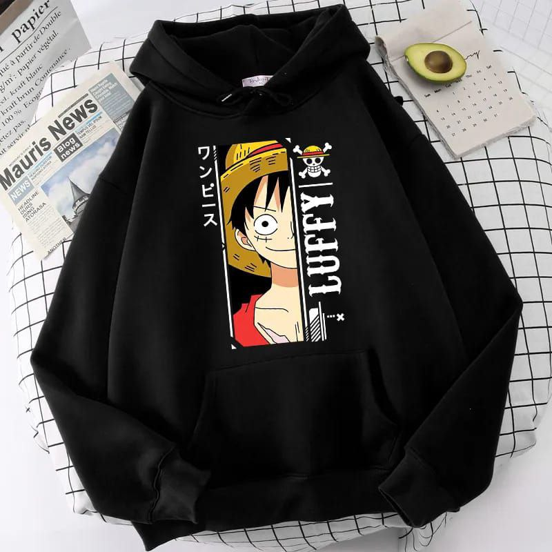 Jaket Sweater Anime M.D.Luffy Unisex ( Pria &amp; Wanita ) Sweater Hoodie Jumper Pria Wanita Bahan Fleece  M-XXL