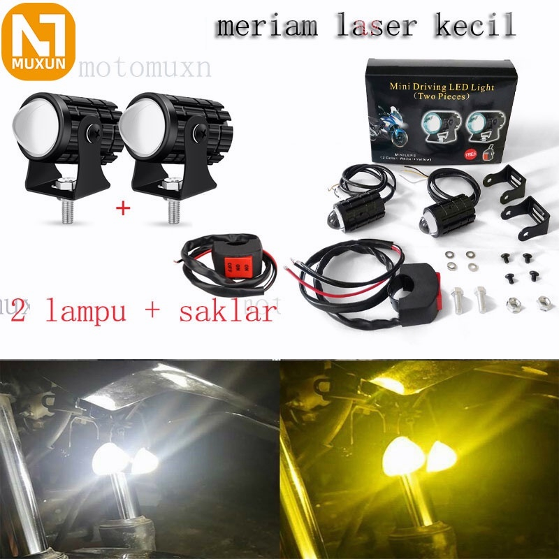 Lampu tembak Laser 2 warna free saklar high Low putih kuning HJG  Lampu tembak laser LED D2 mini 2 w