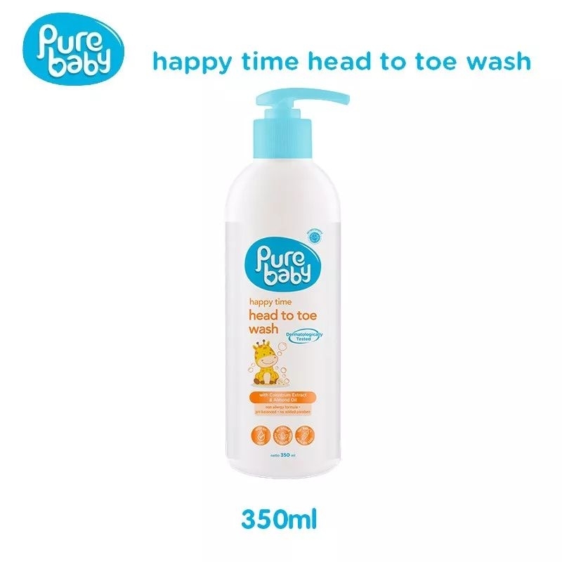 Pure Baby Happy Head Toe Wash Pump 350 ml | Sabun Mandi Bayi dan Anak