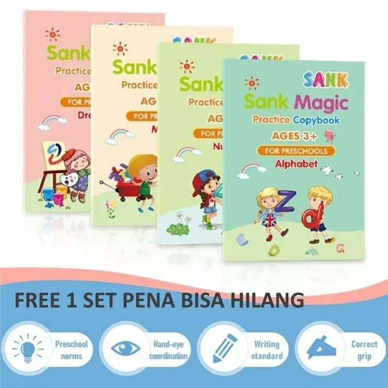 

RafarDH_Moms - Set Buku Edukasi Anak Pra Sekolah TK SD Tinta Bisa Hilang - Sank Magic Book