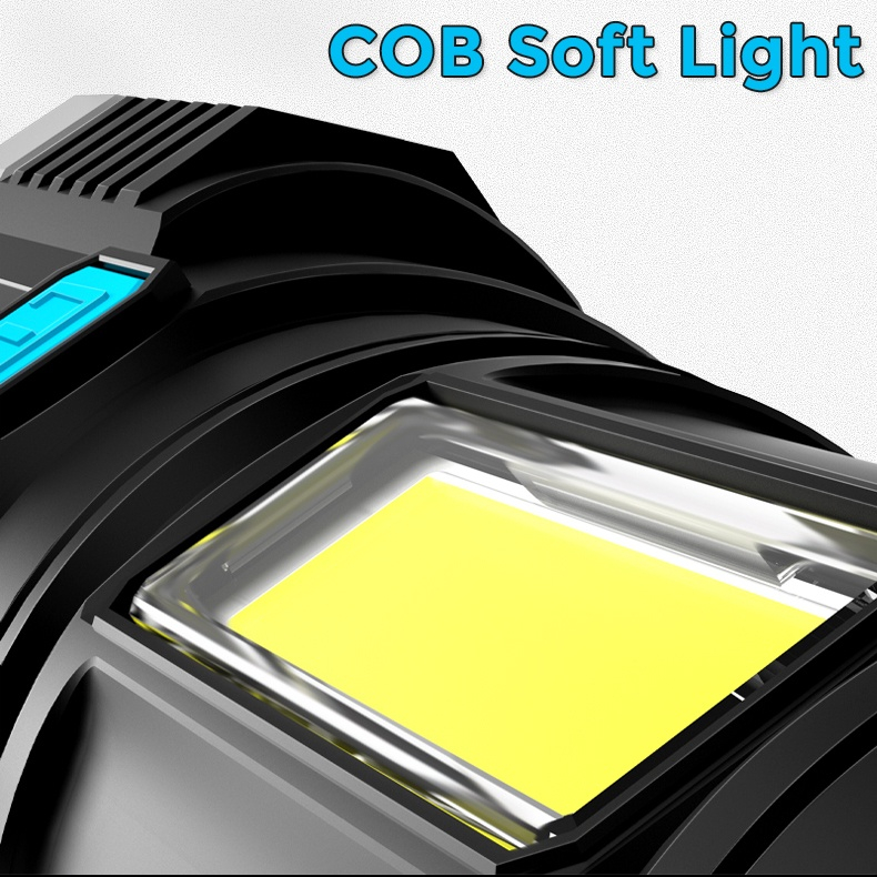 Senter 4 LED Super Terang Rechargeable + COB Senter Led Jarak Jauh + COB