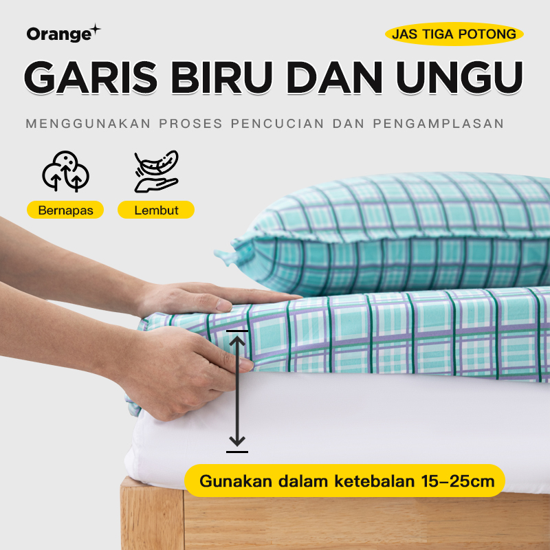 Sprei Kotak Aesthetic Dapat Sarung Bantal dan Guling Lembut Halus