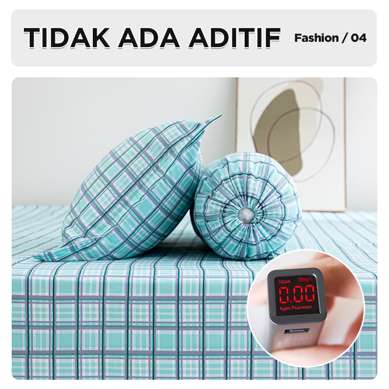 Sprei Kotak Aesthetic Dapat Sarung Bantal dan Guling Lembut Halus