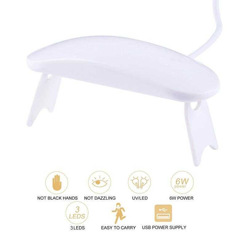 Pengering Kutek Kuku UV LED Lamp Nail Dryer Polish Art USB 6W Pengering Cat Kuku Cepat Efisien Cocok Semua Jenis Kutek