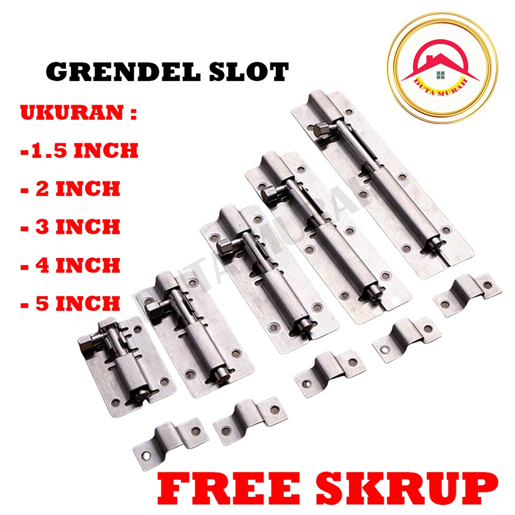 Grendel pintu stainless / grendel jendela / Slot Pintu / Slot Jendela 1,5 ichi