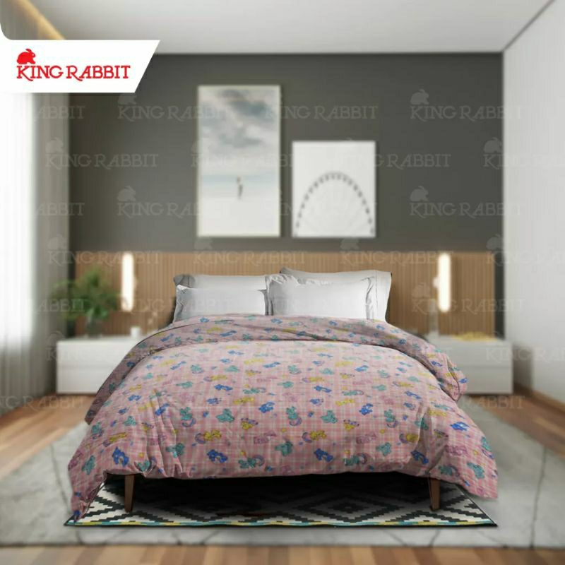 King Rabbit Fuwa Fuwa Blanket / Bed Cover Uk. 160x230 cm Happy Bear Pink