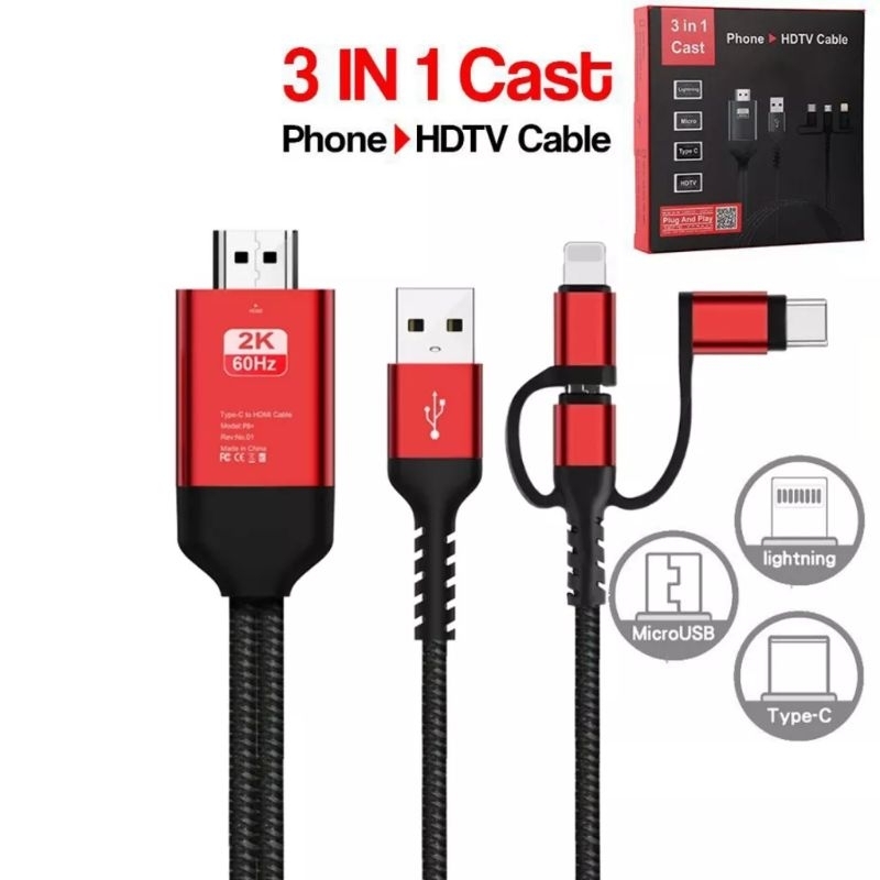 Kabel type c micro usb android iPhone lightning usb hdtv HDMI 3in1 Mhl