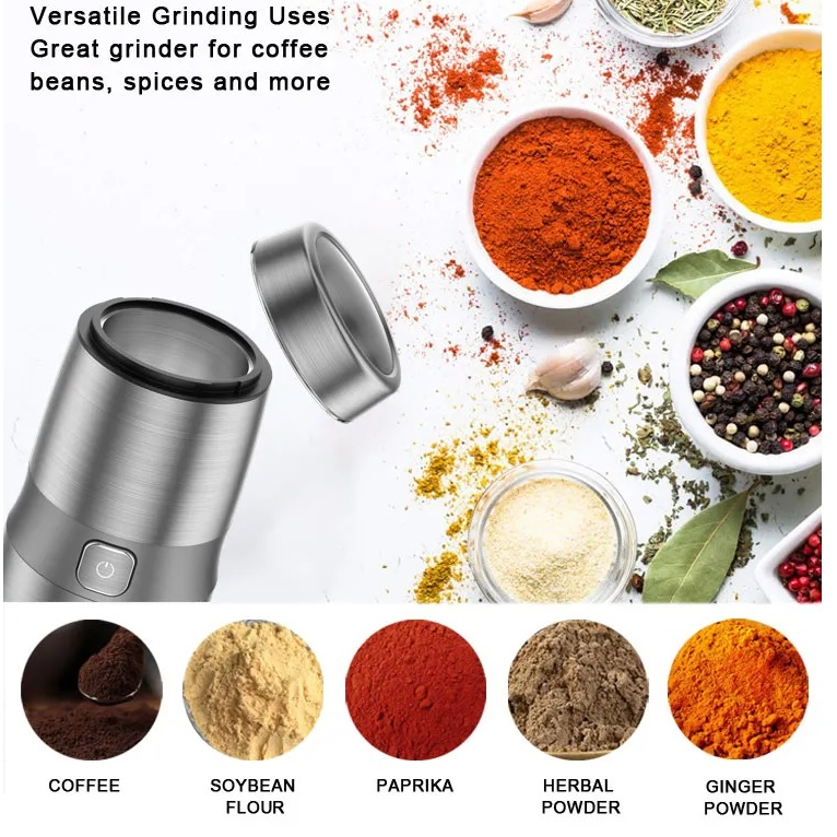 VOLGA Stainless Steel Electric Coffee Spice Grinder 200W