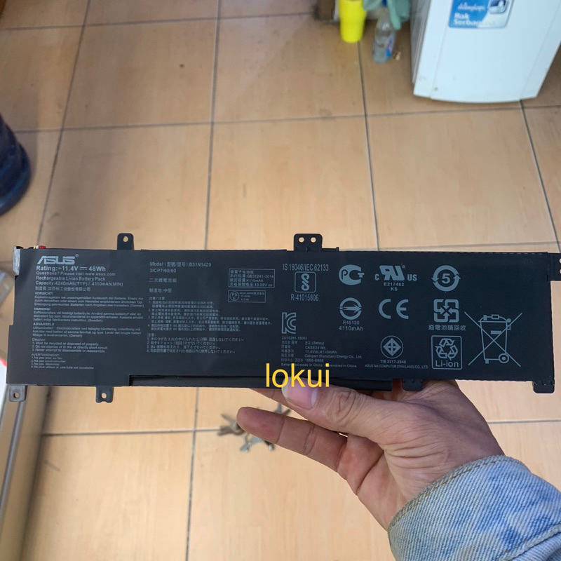 BATERAI ASUS K501 K501L A501L K501U K501UB K501UQ K501UW B31N1429 ORIGINAL