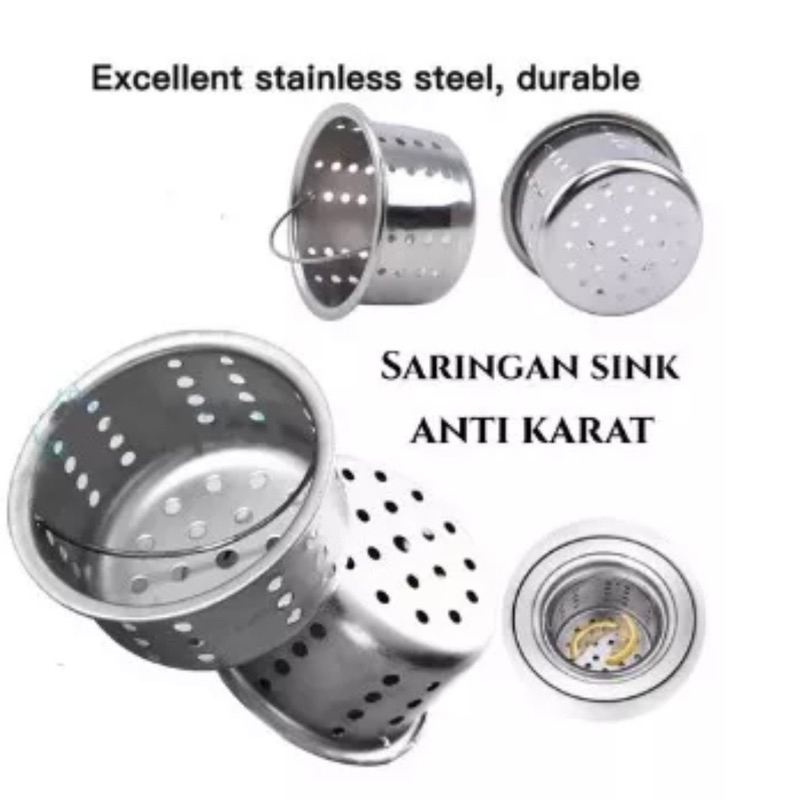 Saringan Wastafel Cuci Piring Stainless Anti Karat Sink Afur Bak Cuci