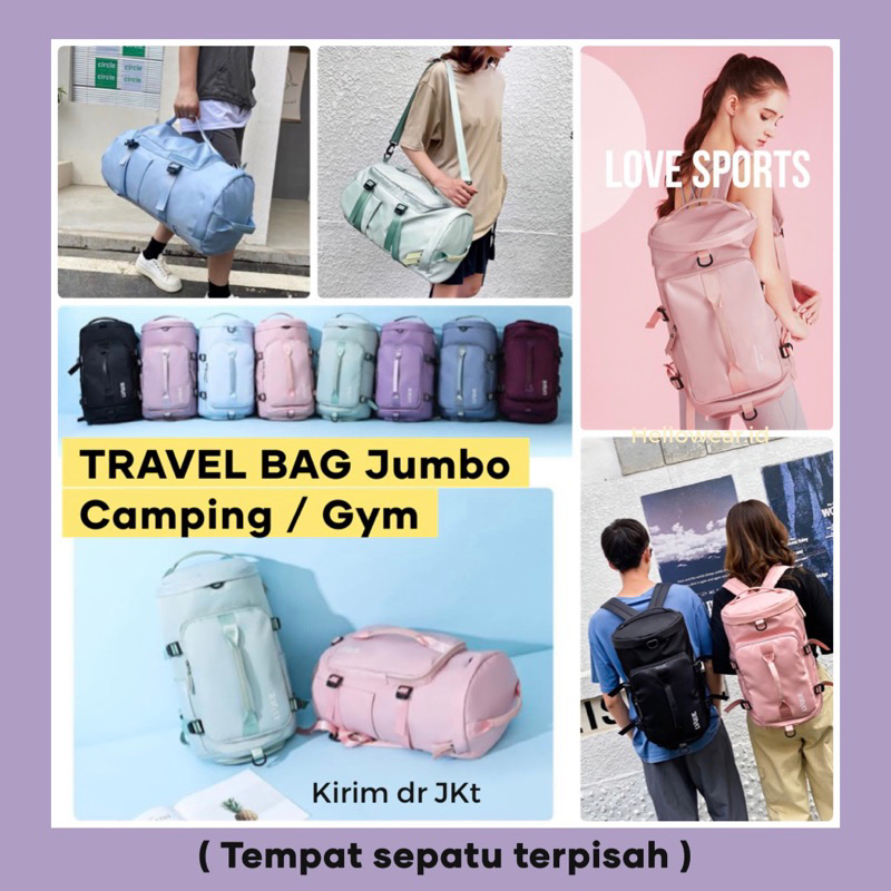 TAS CAMPING TAS TRAVEL BESAR LIPAT HAND CARRY Backpack DUFFEL BAG TAS FITNESS GYM BAG TRAVEL BAG OUTDOOR BAG TAS OLAHRAGA Tas Jinjing Mudik freeknight