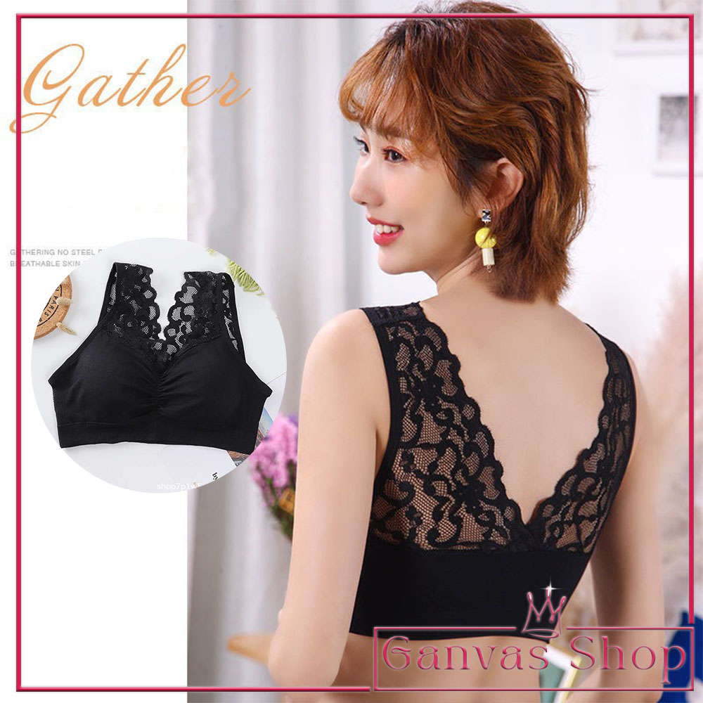 Bra BH Wanita Tanpa Kawat Bahan Halus/bralette Elastis Sexy dengan Busa IMPORT(TALI RENDA LEBAR) GAN