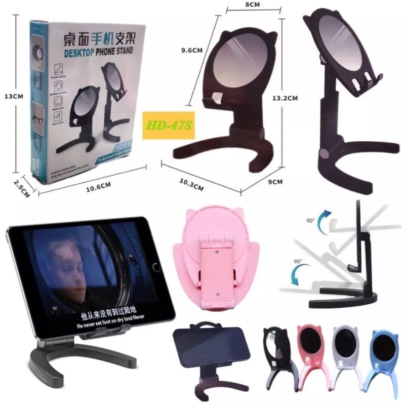 HOLDER HP DESKTOP PHONE STAND + MIRROR BAGUS BANGAT