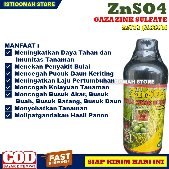 Pupuk Sayuran Kangkung Anti Layu ZNSO4 GAZA 500ML Pupuk untuk Mencegah Pucuk Daun Keriting Pada Kangkung, Mempercepat Pertumbuhan Kangkung, Mencegah Busuk Akar Kangkung, Busuk Batang dan Daun Tanaman Sayuran Kangkung Hasil Panen Meningkat dan Bagus