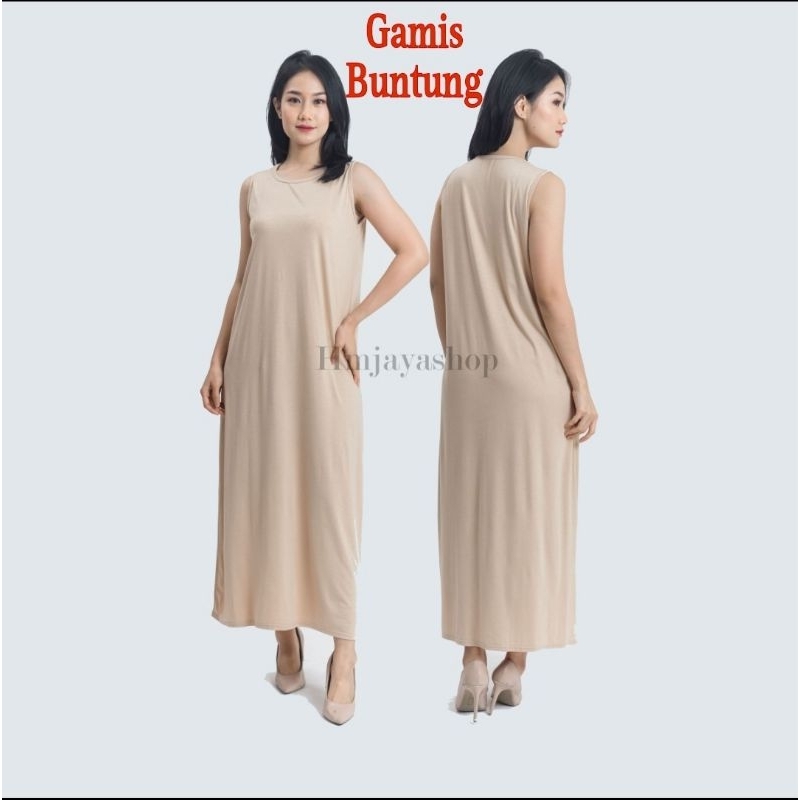 Gamis Tanpa lengan Long Dress Tanpa Lengan Gamis Bahan Rayon Krah Bulat Fit Xxl