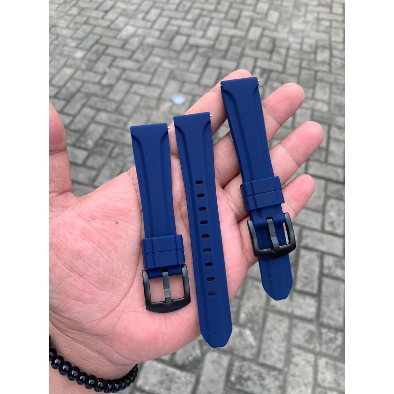 Strap tali jam tangan silicon original navy lug 20mm lentur lembut