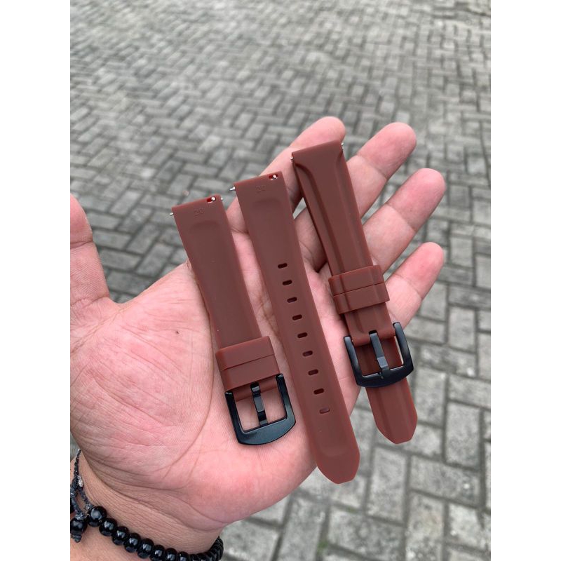 Strap tali jam tangan silicon original coklat Size 20mm limited lembut lentur