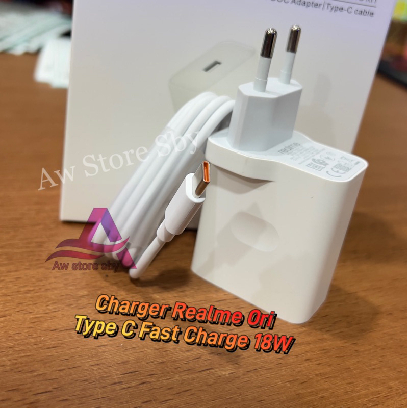 1Set Charger Realme Ori Type C Fast Charging 18W Realme C17 C25 C25S C35 6i 7i 8i 8 5G Narzo 20 30 50A Prime 5G Casan Realme Type C 18Watt