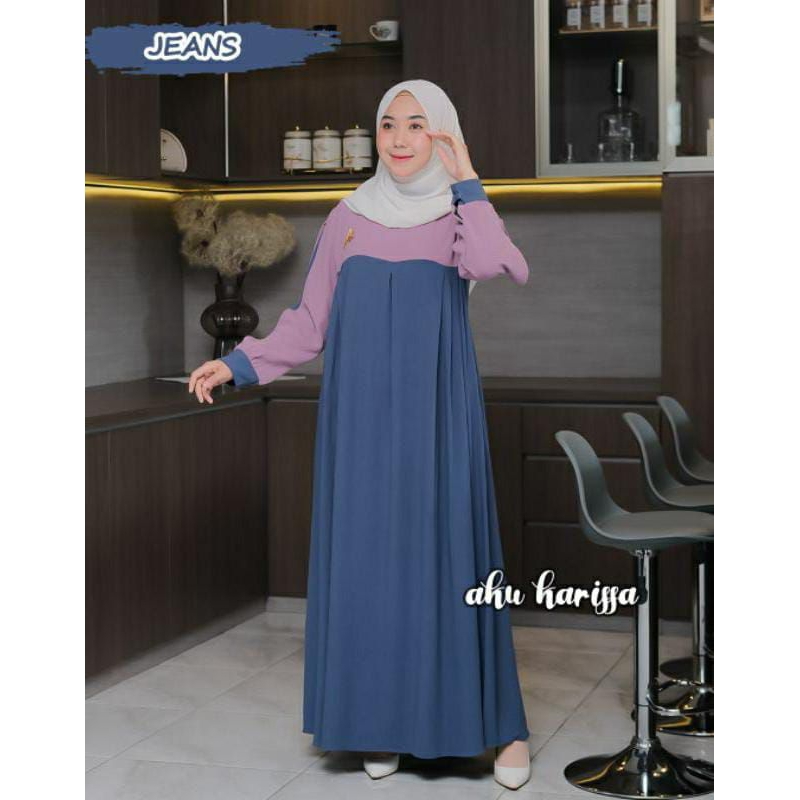 Sheila dress crinkle by aku karissa, gamis crinkle akukarissa