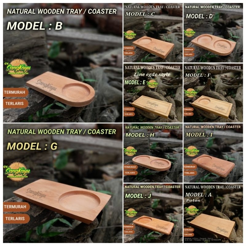 Nampan + tatakan nampan kayu 10x20 tatakan kayu wooden tray Coaster 08