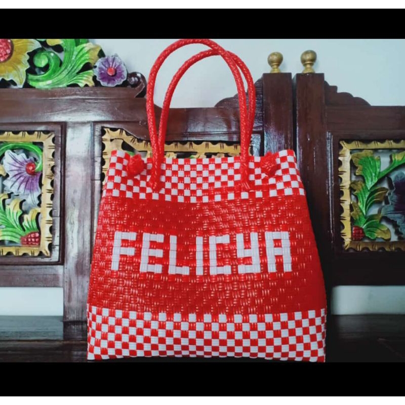 Tas Anyaman Plastik Jali-Jali Request Nama