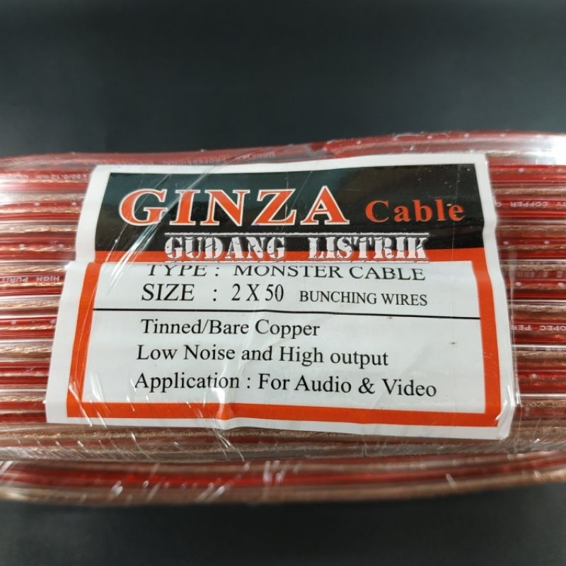 Kabel Audio Listrik Transparan Serabut 2 X 50 Ginza 20 Meter