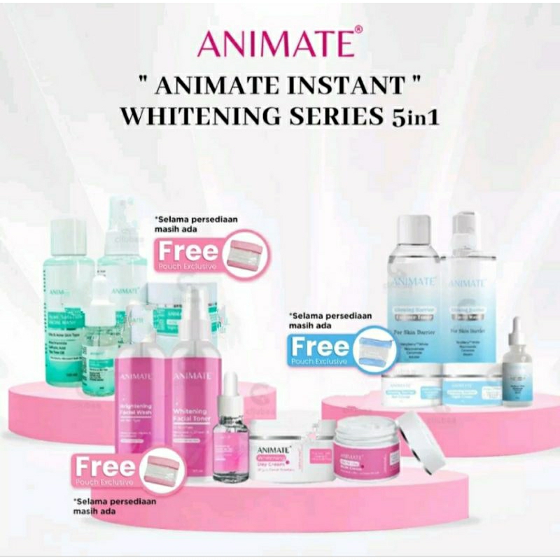 ANIMATE Paket 5in1 Instan Whietening/Glowing Barrier/Acne Solution - Pelembab Wajah