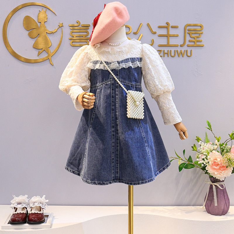 DR143-Dress Anak Perempuan Jeans Super Lace