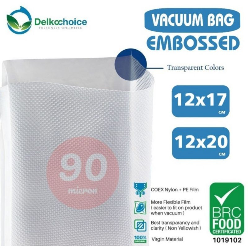 Plastik Vacum EMBOSS Premium Ukuran 12 90mic Delkochoice