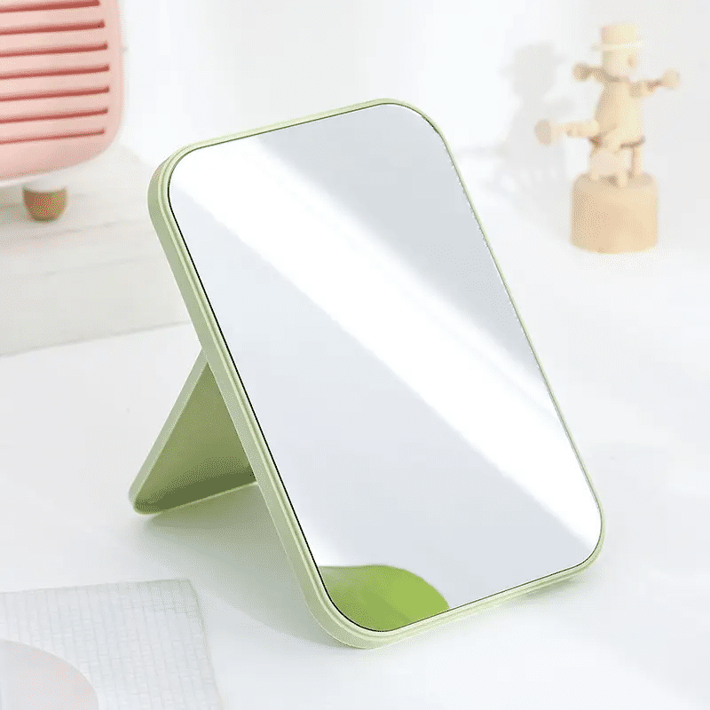 ANK CERMIN LIPAT PERSEGI PORTABLE / STANDING BEAUTY MIRROR KACA DUDUK UNTUK RIAS MAKEUP WAJAH / FOLDABLE VANITY MIRROR CERMIN MEJA-HIJAU