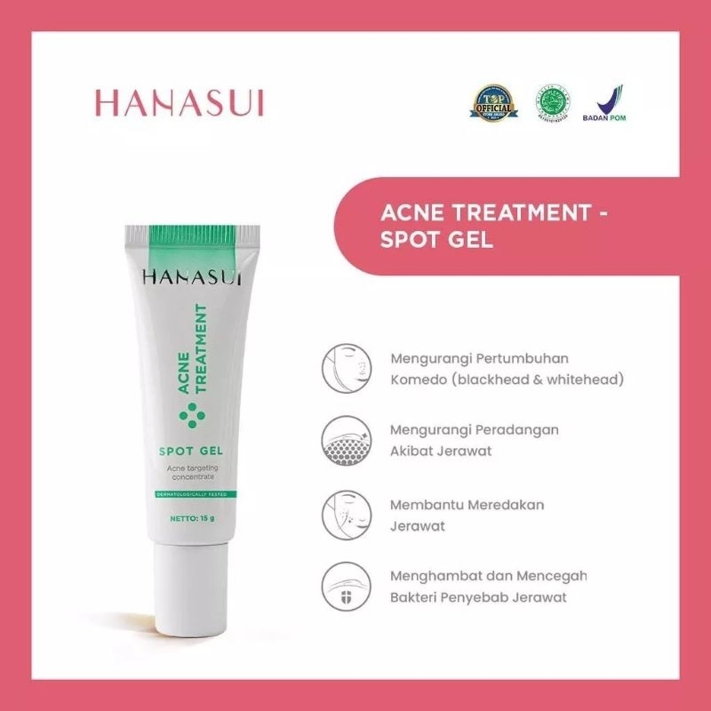 [Hijau 5 in 1] Hanasui Acne Treatment Paket 5 in 1 Free Pouch (Day Cream | Night Cream | Toner Essence | Gentle Cleanser | Spot Gel)
