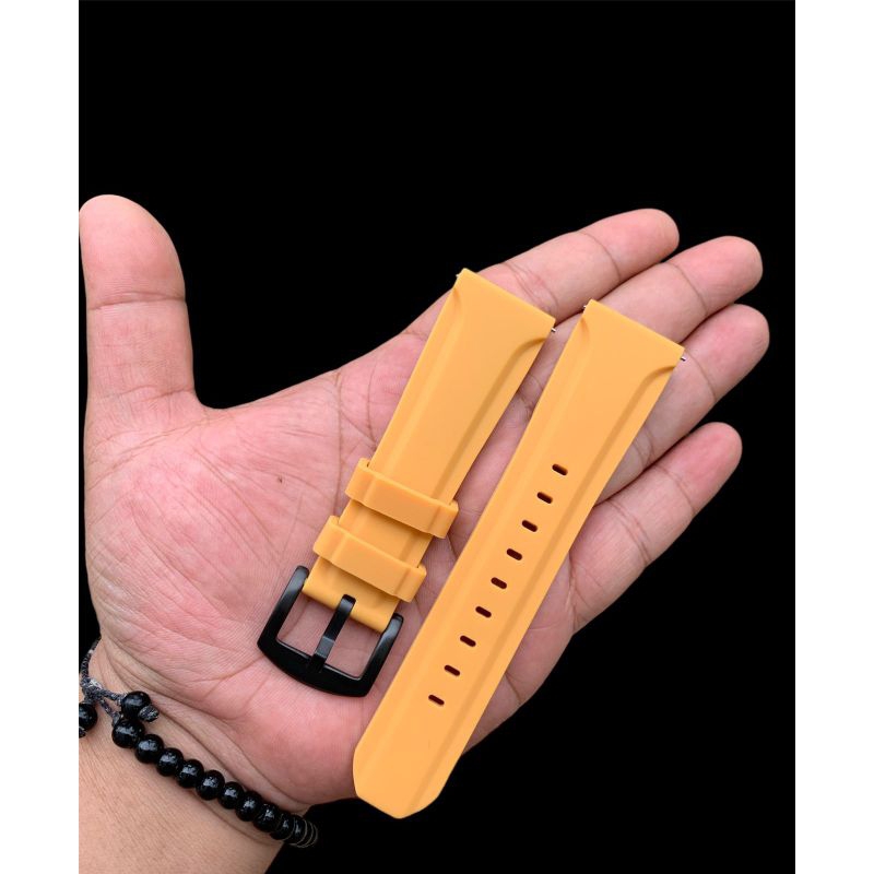 Strap Tali jam tangan silicon kuning lentur lembut alexandre Christie 24mm