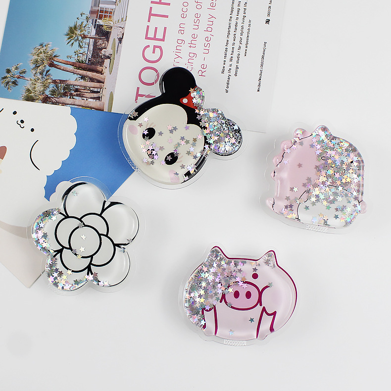 Pop Socket Water Glitter Karakter Aksesoris HP Phone Holder Cute AH077- XOBOX
