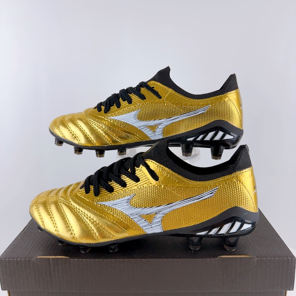 SEPATU BOLA MIZUNO MORELIA NEO 3 BETA ELITE GOLD SILVER BLACK FG