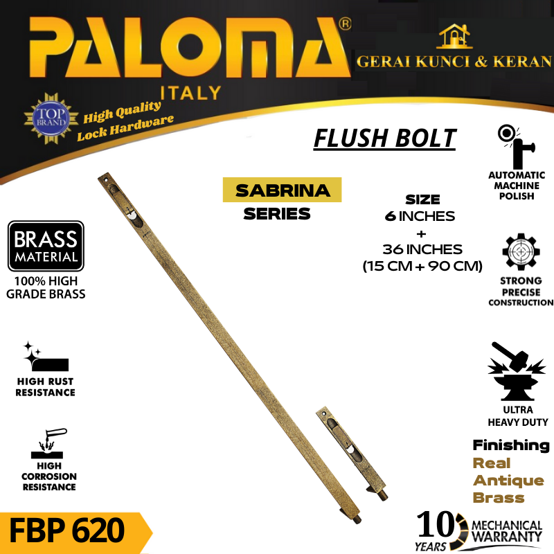 PALOMA FBP 620 Flush Bolt  Sabrina 6&quot;+36&quot; Grendel Tanam Slot Pintu RAB